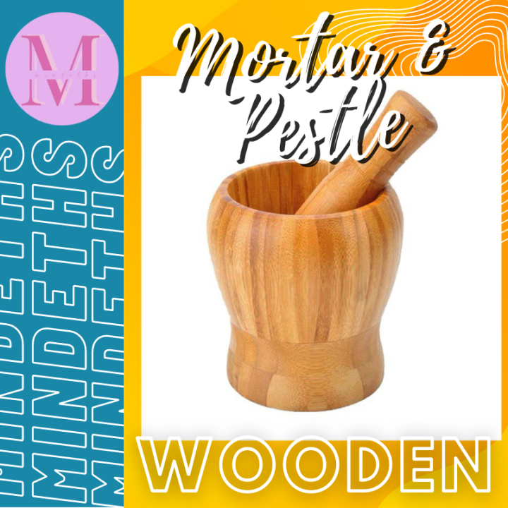 Wood Garlic Masher Bowl Mashing Crushing Jar Mortar and Pestle Spice