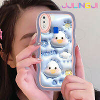 Jjlingji เคส Y95สำหรับ VIVO Y91 Y91i ลายการ์ตูนดอกไม้เป็ดน่ารัก3D ขอบคลื่นกันกระแทกแบบใสนิ่มเคสมือถือโปร่งใสลายกล้องถ่ายรูปที่สร้างสรรค์เคสซิลิกาเจลฝาครอบป้องกัน