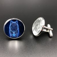 【Best-Selling】 Fakhir Ansari Fabrics Nymph Nordic Wiccan แก้วหมาป่า Cabochon มีคำว่า Eye Dead Glass ผู้ชาย Cuff Link ของขวัญธุรกิจสำหรับกระดุมข้อมือผู้ชายคุณภาพสูง