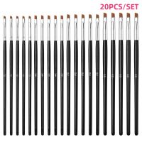 20PCS/SET Nail Art Brush Tilted Head Acrylic Nail Brush for UV Gel Paiting Drawing Liner Pen Manicure Tips Nail Brush Set Artist Brushes Tools