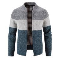 Men Cardigan Sweater 2023 Autumn Winter New Slim Fit Stand Collar Zipper Jacket Coat Men Solid Cotton Thick Warm Men Clothing