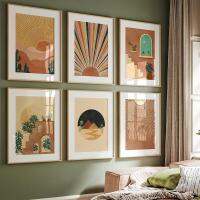 ◊✗☃ Boho Landscape Wall Art ภาพ Terracotta Sunset Hill Desert บทคัดย่อภาพวาดผ้าใบโปสเตอร์พิมพ์สำหรับห้องนั่งเล่นตกแต่งบ้าน