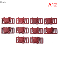 Renk หัวเข็มขัดพลาสติกรูปแมวหลากสี3/8 "(11มม.) 10ชิ้น