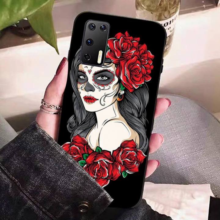 mexican-catrina-skull-girl-phone-case-for-samsung-a51-a30s-a52-a71-a12-for-huawei-honor-10i-for-oppo-vivo-y11-cover-phone-cases