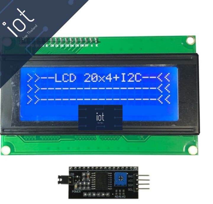 20x4 LCD+I2C Interface with backlight (Blue Screen) พร้อมบัดกรี ...