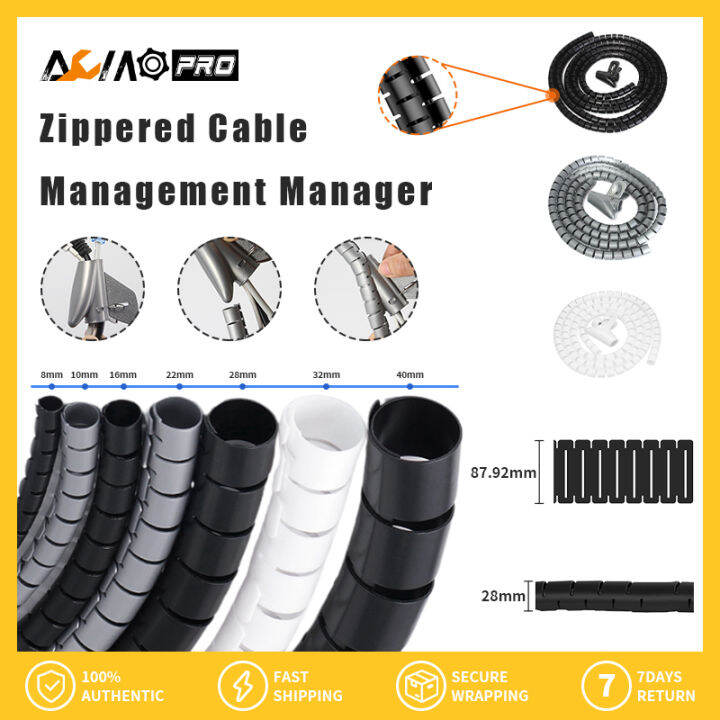 AumoPro Zippered Cable Management Manager Organizer Organiser Tube