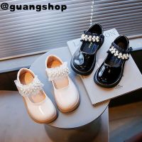 guangshop น่ารักสาวส่องแสงหนังรองเท้าแบนนัวเนียมุก Velcro ป้องกันการลื่นนุ่มแต่เพียงผู้เดียว3-16ปีเด็กเจ้าหญิงรองเท้า T22N08CC-100