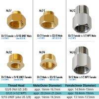 G1/2ถึง G3/8, 9/16 UNEF, 1/2 NPT Reducer Fiting Pipa ทองเหลืองหรือสแตนเลสท่อน้ำเกลียวอะแดปเตอร์ตัวผู้ตัวเมีย