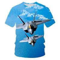 Aircraft Fighter Mens Pattern T-shirt เสื้อยืดพิมพ์ลาย 3 มิติเสื้อผ้าสตรีฤดูร้อนสบาย ๆ เสื้อยืดตลกเด็กผู้หญิงสตรีทแวร์ XS-5XL