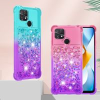 ผงกลิตเตอร์ตกแต่งเล็บ3มิติเคสสำหรับ Xiaomi โทรศัพท์ C40 POCO M4 X4 Pro 5G M3 X3 NFC เคสฝาหลัง Bling ของเหลวแบบไดนามิกดูดทรายผู้หญิง