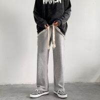 [Free ship] Drawstring sweatpants mens trendy brand ins loose straight mopping spring and summer students all-match style wide-leg