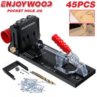 ENJOYWOOD XK4 Pocket Hole Jig Kit Aluminum Alloy Adjustable Woodworking Guide Carpenter Kit for Angled Holes with Drill Bit