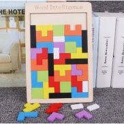 Đồ chơi xếp gỗ thông minh cho bé, bộ xếp gạch gỗ, bảng xếp gạch cao cấp