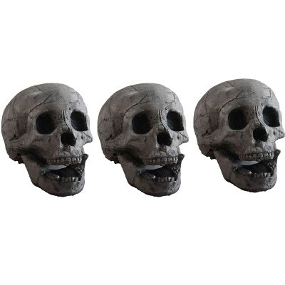 3X Fireproof Portable Skull Sculpture Halloween Ceramic Ornaments Skull Decor Prop