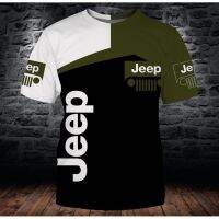 โลโก้รถผู้ชายพิมพ์ลายดิจิตอลแขนสั้นสไตล์ใหม่3D เสื้อยืด Jeep