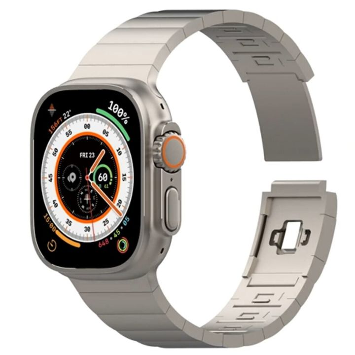 stainless-steel-band-for-apple-watch-starp-49mm-45mm-44mm-41mm-40mm-magnetic-clasp-titanium-orange-color-bracelet-iwatch-8-7-se-straps