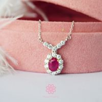 Natural Ruby Necklace Silver 925 with gold plated , Gift for her , Birthday Gift , Birthstone Necklace