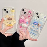 Sanrio 3D My Melody Cinnamoroll Pom Pom Purin เคสมือถือสำหรับ14 13 12 11 Pro Max XS XR 7 8 Plus SE2 Y2K ฝาครอบกันกระแทก