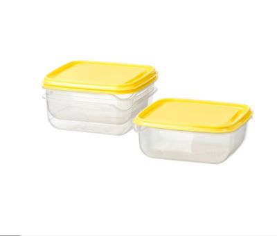 IKEAกล่องเก็บอาหาร สีใส/เหลือง0.6 ลิตร 1เเพ็ค/3กล่อง