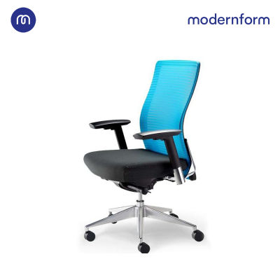 Modernform เก้าอี้สำนักงาน  รุ่น Series15 เบาะสีดำ พนักพิงกลาง สีฟ้า เก้าอี้ทำงาน เก้าอี้ออฟฟิศ เก้าอี้ผู้บริหาร เก้าอี้ทำงานที่รองรับแผ่นหลังได้ดีเป็นพิเศษ พนักพิงหุ้มด้วยตาข่าย  ปรับที่วางแขนได้ 3 ทิศทาง  ปรับล็อคเอนพนักพิงได้ 4 ตำแหน่ง