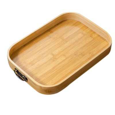 Bamboo Rectangle Serving Tray with Handles Tea Food Dishe Drink Platter Food Plate Dinner Beef Steak Fruit Snack Tray