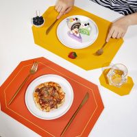 【hot】℡  Leather Placemats Non-Slip Table Washable Tablemats Stain-Resistant Dining Dish Bowl Coaster Decoration Accessories