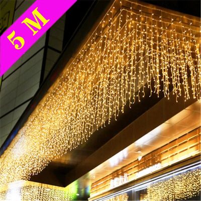 Waterproof Christmas Lights 5M Droop Outdoor Icicle String Lights for Garden Mall Eaves Balcony Fence House Decoration