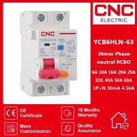 30mA YCB6HLN-63 CNC กระแสไฟตกค้าง1P N RCBO MCB เบรกเกอร์230V 50/60Hz ป้องกันกระแสไฟรั่วเกิน