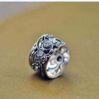 999 fine silver peony ring opening female personality hipster domineering index finger ring finger ring creative fashion jewelry —D0517