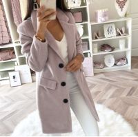 Women Artificial Wool Elegant Blend Coat Slim Female Long Coat Outerwear Jacket Autumn Spring Fashion Elegant Slim Coats Mujer