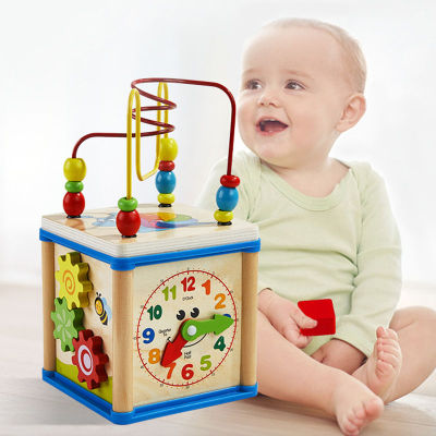 Montessori ของเล่นไม้สำหรับเด็กวงกลมไม้ลูกปัดลวดเขาวงกตรถไฟเหาะการศึกษาไม้ปริศนาของเล่นเด็ก
