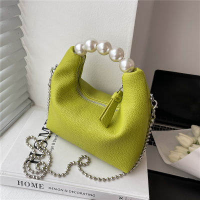 Spring Pearl Handle Small Women Handbags 2022 Trend Fashion nd Designer Beading Chain Half Moon Girls Shoulder Crossbody Bags