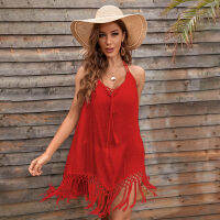 ผู้หญิงชุดว่ายน้ำโบฮีเมียนเซ็กซี่ Beachwear ลำลอง Fringed Beach Cover Up ชุดบิกินี่ Cover-Ups สีทึบ Swimwear