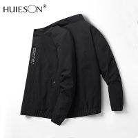 【Huieson】แจ็กเก็ตกีฬานอกบ้านเสื้อฝนผู้ชาย,แจ็กเก็ตกีฬาแบบหลวมเทรนด์เสื้อคลุมขนาดใหญ่ปกตั้งวัยรุ่นหล่อ