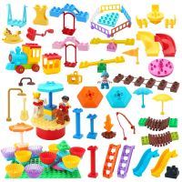 Big Building Blocks Compatible Large Bricks Seesaw Carousel Amusement Park Series Educational Creative Toy Children Kid Toys