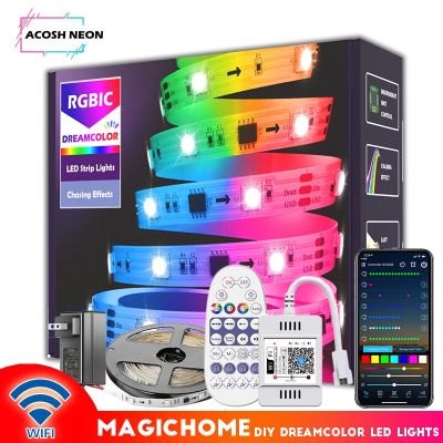 WIFI 65.6ft  ws2811 LED Strip Lights Magic Home APP Control Addressable LED Lamp work with Alexa Google Assistant For Home Room LED Strip Lighting