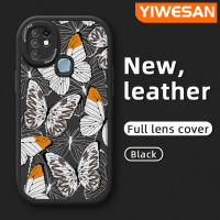 YIWESAN เคสสำหรับ Infinix Hot 10S Hot 10S NFC 10T X682B X682C รูปผีเสื้อดีไซน์ใหม่เคสใส่โทรศัพท์หนังเคสมือถือกันกระแทกป้องกันการตกแบบนิ่มพร้อมเคสป้องกันกล้องสำหรับเลนส์คลุมทั้งหมด