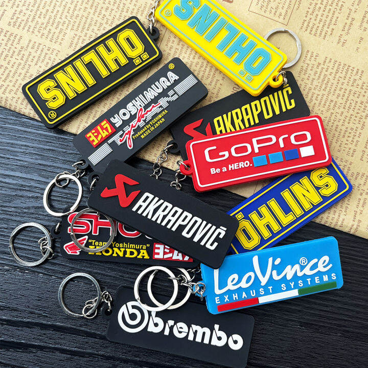 1PCS Motorcycle Keychain Keyring 3D Rubber Keychains Double Side
