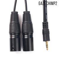 [GAZECHIMP2] Dual XLR Male to 3.5mm Microphone Cable, Unbalanced Dual Male XLR to 18 Inch TRS Stereo Mini Jack AUX Cord Audio Cable 1.5m