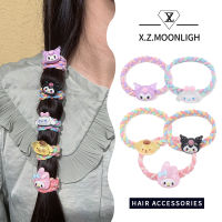 【 X.z.moonligh】ที่คาดศีรษะ Sanrio ถักยางรัดที่รัดผมยืดหยุ่นสูงเชือกรัดผมสไตล์โมริยางรัดผมหางม้าใหม่