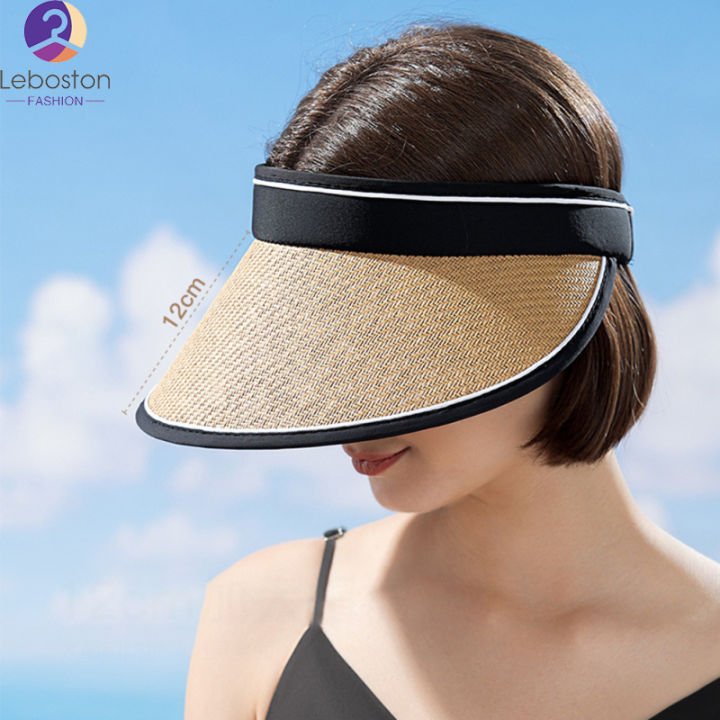 leboston-หมวกฟางผู้หญิงไฟบริมไลท์ใหญ่ระบายอากาศได้ดีหมวกกันแดดสำหรับปาร์ตี้ชายหาดกลางแจ้ง