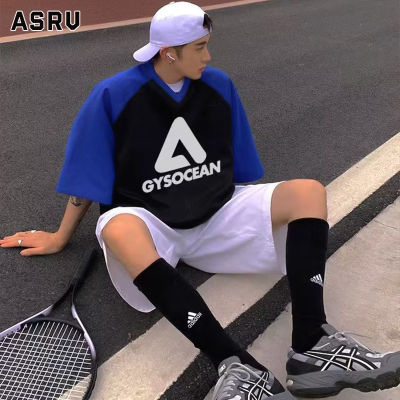 ASRV เสื้อยืดผู้ชาย เสื้อผ้าผู้ชาย t shirt for men เสื้อยืดคู่สำหรับเสื้อยืดพิมพ์ลายโมโนแกรมทรงหลวมชุดแขนสั้นแฟชั่นลำลอง