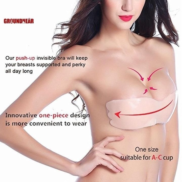 a-needed-ได้-บราแผ่นซิลิโคนใสสำหรับผู้หญิงแผ่นซิลิโคนปิดหัวนมดันทรงไร้สายมีกาวเปลือยหลังเพิ่มความหน้าอก