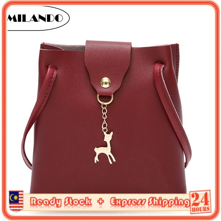 MILANDO Ladies Women PU Leather Handbag Tote Sling Bag Handbeg Beg Wanita  (Type 24)