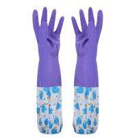 Dishwashing Cleaning Glove Durable Waterproof Cleaning Rubber Long Sleeves for Dish Washing Velvet Lining Household Glove