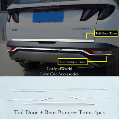 Rear Bumper Botton Trims Tail Door Fog Light Strips Stickers Auto External Garnish For Hyundai Tucson   Car Accessories