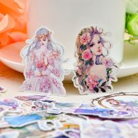 33pcs Watercolor Flowers dancing girls stickers Diary Notebook Planner /Handbook DIY letter adesivos Flower journal Sticker