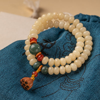 คริสตัลสีเหลืองนมเปลี่ยนสร้อยข้อมือ Bodhi Root Bracelet สำหรับผู้ชายและผู้หญิง ลูกปัดพระพุทธรูป ของเล่นทางวัฒนธรรม ลูกปัด Bodhi Beads ของเล่นทางวัฒนธรรม Double Round เม็ดบัว IWGD