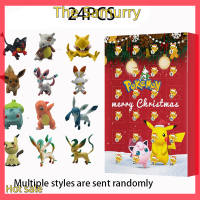 Samurry ✨Hot Sale✨ Car 24 pcs Pokemon Christmas 2022 Advent Calendar BOX รูปของเล่น Pikachu Anime ตัวละครตาบอดกล่องเด็กของเล่น Pokemon gifts BOX