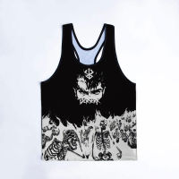 อะนิเมะ Berserk Mens GYM Tank Top Breathable guts 3D พิมพ์เสื้อกั๊กวิ่งออกกำลังกายเพาะกายฟิตเนสฤดูร้อน shire Tees แขน